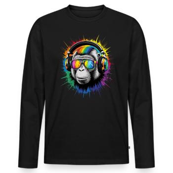 DJ Cool Fun Lustig Bunt Pop Art Techno Festival - Männer Premium Bio Langarmshirt - Schwarz - Vorne - Nico (187cm)