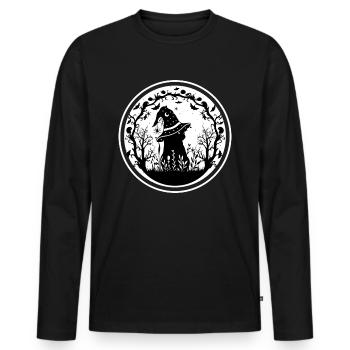Witchcraft Cat Witching Hour - Men's Premium Organic Long Sleeve Shirt - black - Front - Nico (187cm)