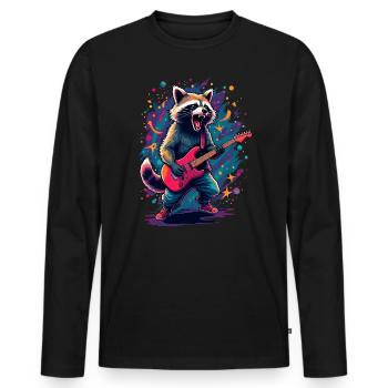 Rock Guitariste Guitare Raccoon Festival Musique - T-shirt manches longues Premium bio Homme - noir - Devant - Nico (187cm)