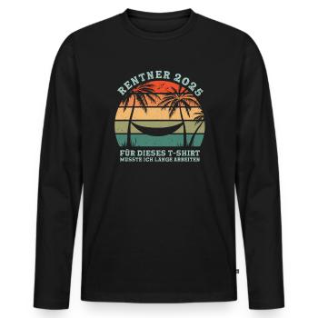 Cadeau Pension Pension Homme Femme Retraité 2025 - T-shirt manches longues Premium bio Homme - noir - Devant - Nico (187cm)