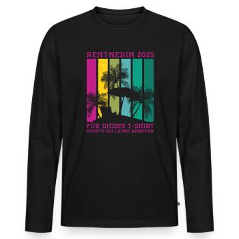 Cadeau pension pension femme retraité 2025 - T-shirt manches longues Premium bio Homme - noir - Devant - Nico (187cm)