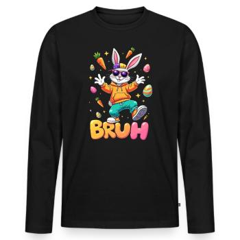 Bruh Cool Easter Bunny Boys Girls Easter - Men's Premium Organic Long Sleeve Shirt - black - Front - Nico (187cm)