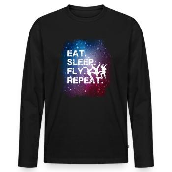 Space Skydiving Eat Sleep Fly Repeat - Men's Premium Organic Long Sleeve Shirt - black - Front - Nico (187cm)