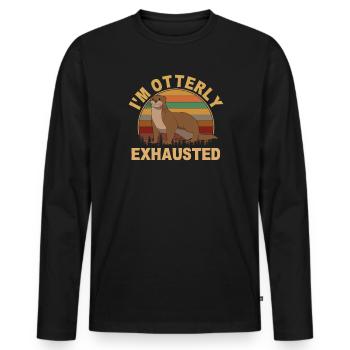 I'm Otterly exhausted, otter - Men's Premium Organic Long Sleeve Shirt - black - Front - Nico (187cm)
