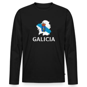 galicia map flag, galician - Men's Premium Organic Long Sleeve Shirt - black - Front - Nico (187cm)