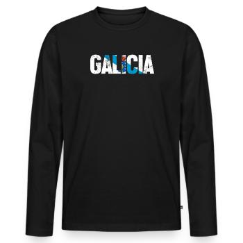 galicia flag, galician - Men's Premium Organic Long Sleeve Shirt - black - Front - Nico (187cm)
