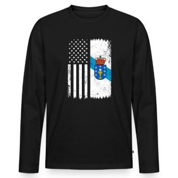 galicia american flag, galician - Men's Premium Organic Long Sleeve Shirt - black - Front - Nico (187cm)