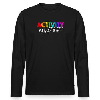 activity assistant appreciation , activity assista - Men's Premium Organic Long Sleeve Shirt - black - Front - Nico (187cm)