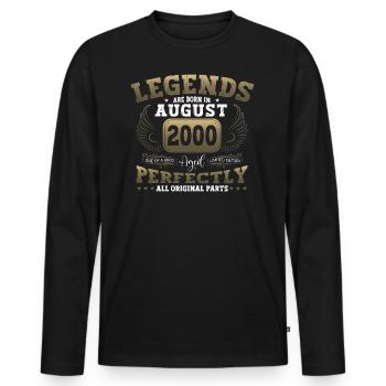 Légende août 2000 22e anniversaire cadeau messieurs - T-shirt manches longues Premium bio Homme - noir - Devant - Nico (187cm)