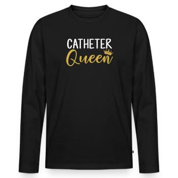 Catheter Queen, Nurse Dialysis Urology - Men's Premium Organic Long Sleeve Shirt - black - Front - Nico (187cm)