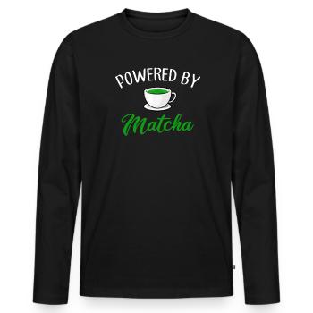 powered by matcha, matcha - Men's Premium Organic Long Sleeve Shirt - black - Front - Nico (187cm)
