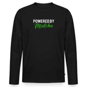 powered by matcha, matcha - Men's Premium Organic Long Sleeve Shirt - black - Front - Nico (187cm)