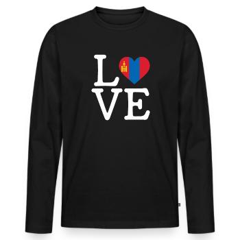 I love Mongolia, Mongolian flag mongolia - Men's Premium Organic Long Sleeve Shirt - black - Front - Nico (187cm)