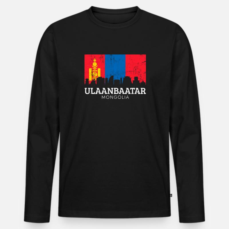 ulanbataar, Mongolian flag mongolia - Men's Premium Organic Long Sleeve Shirt - black