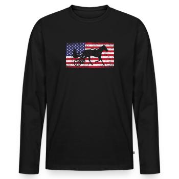 Harness racing american flag - Men's Premium Organic Long Sleeve Shirt - black - Front - Nico (187cm)