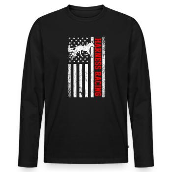 Harness racing american flag - Men's Premium Organic Long Sleeve Shirt - black - Front - Nico (187cm)