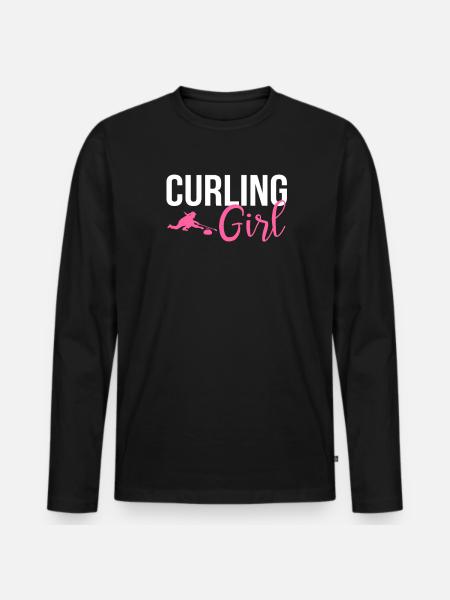 Curling girl, curling - Men's Premium Organic Long Sleeve Shirt - black