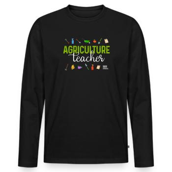 AgTeacher , Agriculture Teacher - Men's Premium Organic Long Sleeve Shirt - black - Front - Nico (187cm)