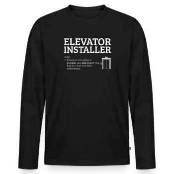 elevator installer definition, mechanic elevator - Men's Premium Organic Long Sleeve Shirt - black - Front - Nico (187cm)