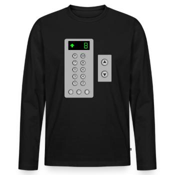 elevator, mechanic elevator - Men's Premium Organic Long Sleeve Shirt - black - Front - Nico (187cm)