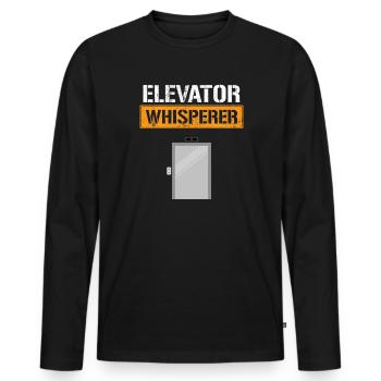 elevator whisperer, mechanic elevator - Men's Premium Organic Long Sleeve Shirt - black - Front - Nico (187cm)