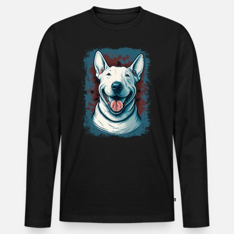 Fröhlicher Bullterrier - Männer Premium Bio Langarmshirt - Schwarz