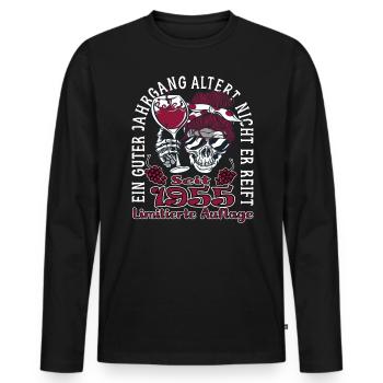 68. Geburtstag 1955 68er Guter Jahrgang - Männer Premium Bio Langarmshirt - Schwarz - Vorne - Nico (187cm)