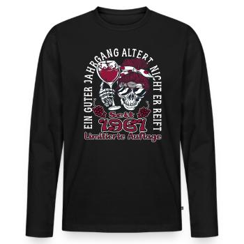 62. Geburtstag 1961 62er Guter Jahrgang - Männer Premium Bio Langarmshirt - Schwarz - Vorne - Nico (187cm)