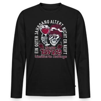 51. Geburtstag 1972 51er Guter Jahrgang - Männer Premium Bio Langarmshirt - Schwarz - Vorne - Nico (187cm)
