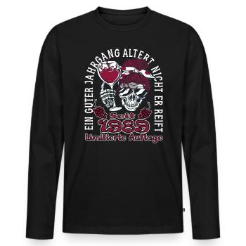 34. Geburtstag 1989 34er Guter Jahrgang - Männer Premium Bio Langarmshirt - Schwarz - Vorne - Nico (187cm)