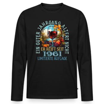 62. Geburtstag 1961 62er Guter Jahrgang - Männer Premium Bio Langarmshirt - Schwarz - Vorne - Nico (187cm)