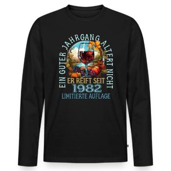 41. Geburtstag 1982 41er Guter Jahrgang - Männer Premium Bio Langarmshirt - Schwarz - Vorne - Nico (187cm)