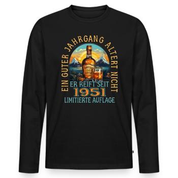 72. Geburtstag 1951 72er Guter Jahrgang Whisky - Männer Premium Bio Langarmshirt - Schwarz - Vorne - Nico (187cm)