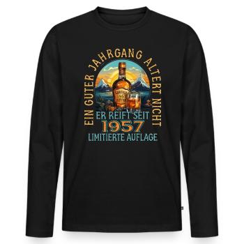 66. Geburtstag 1957 66er Guter Jahrgang Whisky - Männer Premium Bio Langarmshirt - Schwarz - Vorne - Nico (187cm)