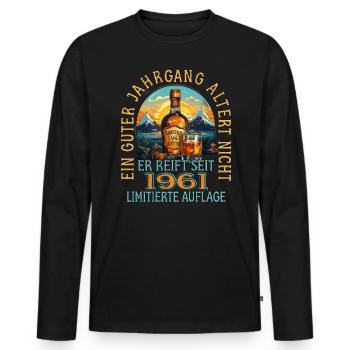 62. Geburtstag 1961 62er Guter Jahrgang Whisky - Männer Premium Bio Langarmshirt - Schwarz - Vorne - Nico (187cm)