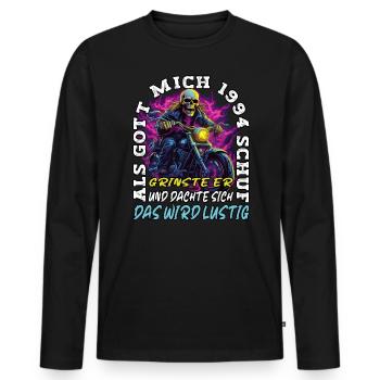 29. Geburtstag als Gott mich schuf Motorrad 1994 - Männer Premium Bio Langarmshirt - Schwarz - Vorne - Nico (187cm)