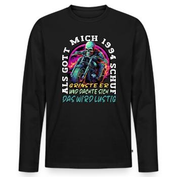 29. Geburtstag als Gott mich schuf Motorrad 1994 - Männer Premium Bio Langarmshirt - Schwarz - Vorne - Nico (187cm)