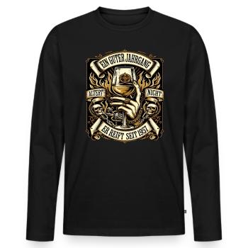 1957 Geburtstag Biker Ein Guter Jahrgang Altert - Männer Premium Bio Langarmshirt - Schwarz - Vorne - Nico (187cm)