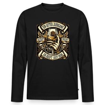 1958 Geburtstag Biker Ein Guter Jahrgang Altert - Männer Premium Bio Langarmshirt - Schwarz - Vorne - Nico (187cm)
