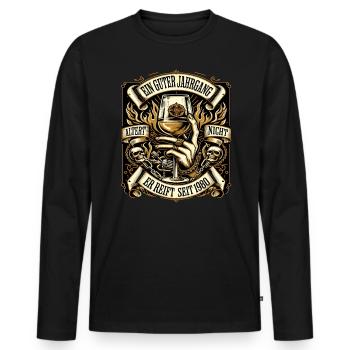 1980 Geburtstag Biker Ein Guter Jahrgang Altert - Männer Premium Bio Langarmshirt - Schwarz - Vorne - Nico (187cm)