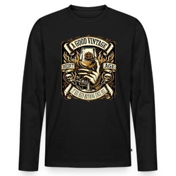 1957 Geburtstag Biker Ein Guter Jahrgang Altert - Männer Premium Bio Langarmshirt - Schwarz - Vorne - Nico (187cm)