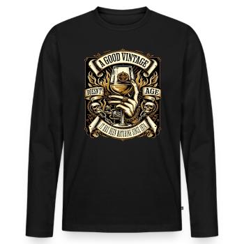 1974 Birthday Biker A Good Vintage Ages - Men's Premium Organic Long Sleeve Shirt - black - Front - Nico (187cm)