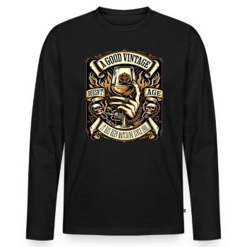 1991 anniversaire Biker A Good Vintage Ages - T-shirt manches longues Premium bio Homme - noir - Devant - Nico (187cm)