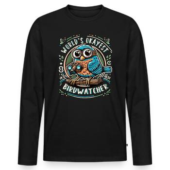 Weltbester Okayer Birdwatcher Vogelbeobachtung - Männer Premium Bio Langarmshirt - Schwarz - Vorne - Nico (187cm)