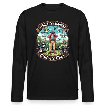 Weltbester Okayer Birdwatcher Vogelbeobachtung - Männer Premium Bio Langarmshirt - Schwarz - Vorne - Nico (187cm)