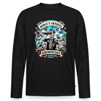 Le meilleur ornithologue du monde Okay Birdwatcher - T-shirt manches longues Premium bio Homme - noir - Devant - Nico (187cm)