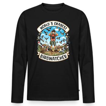 Le meilleur ornithologue du monde Okay Birdwatcher - T-shirt manches longues Premium bio Homme - noir - Devant - Nico (187cm)