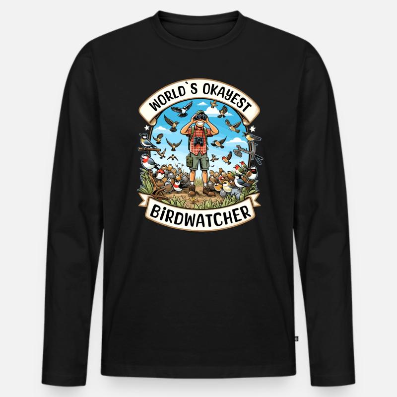 Weltbester Okayer Birdwatcher Vogelbeobachtung - Männer Premium Bio Langarmshirt - Schwarz