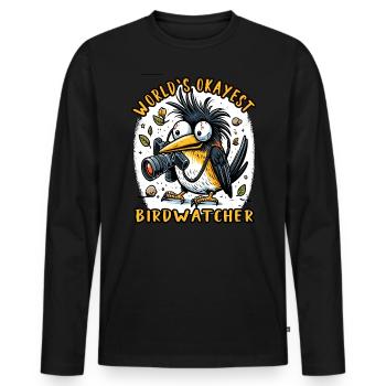 Le meilleur ornithologue du monde Okay Birdwatcher - T-shirt manches longues Premium bio Homme - noir - Devant - Nico (187cm)