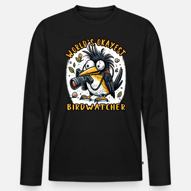 Weltbester Okayer Birdwatcher Vogelbeobachtung - Männer Premium Bio Langarmshirt - Schwarz